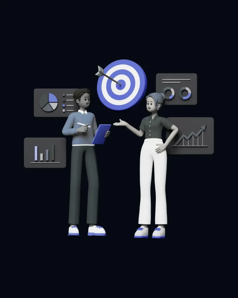 Social media strategy planning illustration showing campaign goals managed by a freelance digital marketer in Dubai.